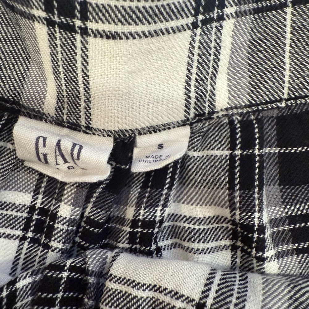GAP Girl's 100% Cotton Square Neck Plaid Tiered Black White Dress Size Small - Picture 4 of 5
